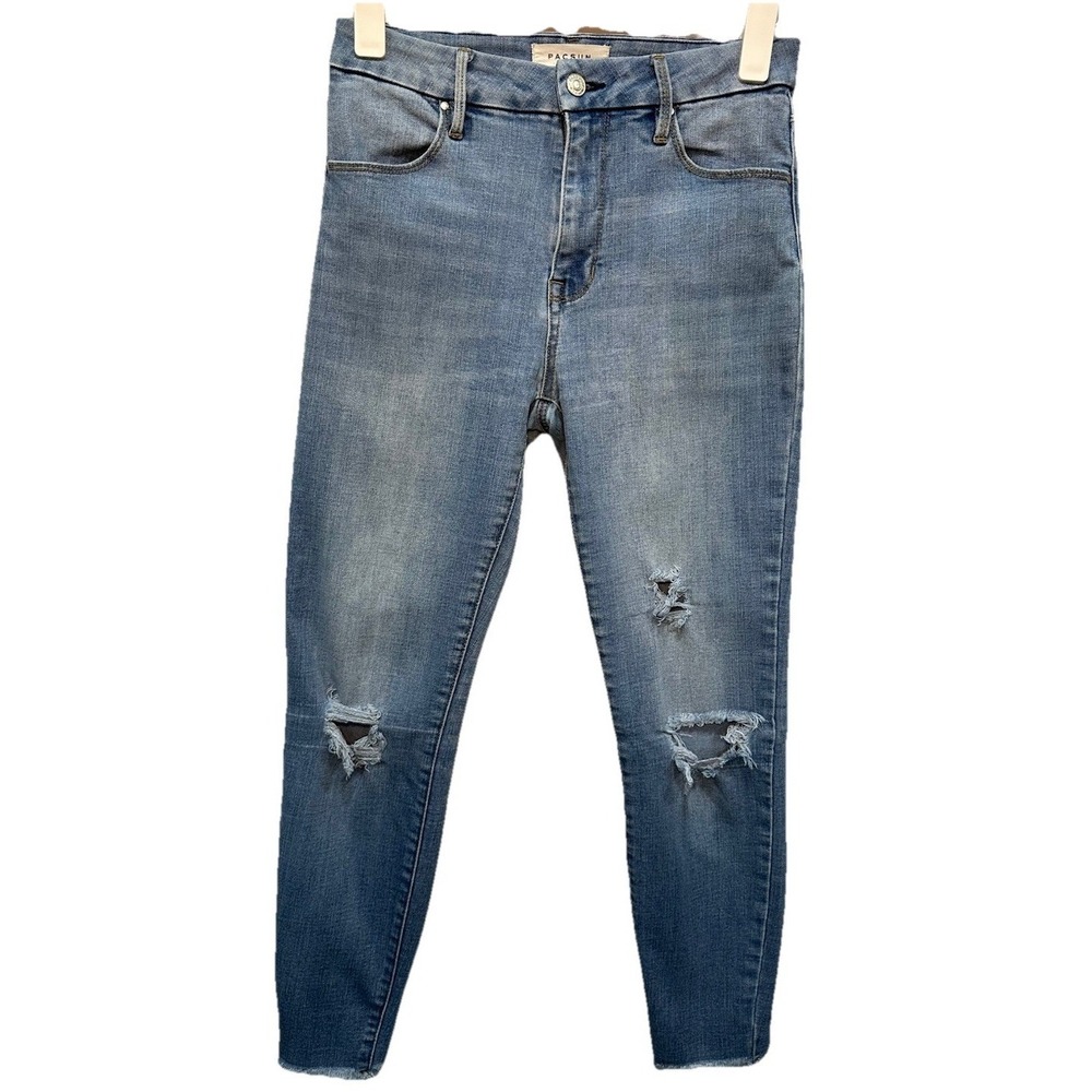 PacSun Jeans Womens 26 Denim Stretch Distressed Push Up Ankle Jegging Raw Hem